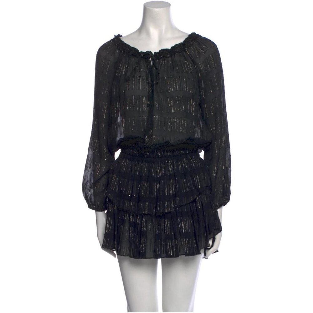 LoveShackFancy Women's Black and Gold Dress